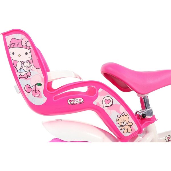 Dino Bikes Hello Kitty 12" Fahrrad für Mädchen von 3 bis 5 Jahren mit Korb und Trompete