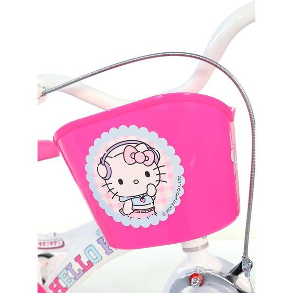 Dino Bikes Hello Kitty 12" Fahrrad für Mädchen von 3 bis 5 Jahren mit Korb und Trompete