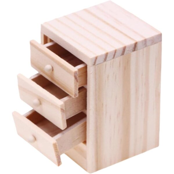 Toyvian 1:12 Miniatur-Holzschrank mit aufklappbarer Schublade für OB11-Puppen