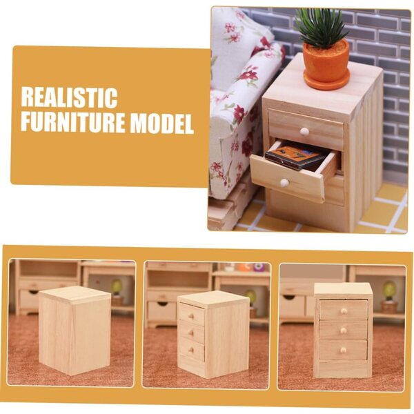 Toyvian 1:12 Miniatur-Holzschrank mit aufklappbarer Schublade für OB11-Puppen