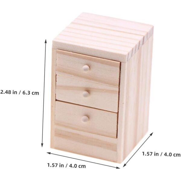 Toyvian 1:12 Miniatur-Holzschrank mit aufklappbarer Schublade für OB11-Puppen