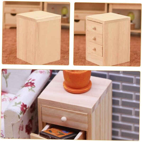 Toyvian 1:12 Miniatur-Holzschrank mit aufklappbarer Schublade für OB11-Puppen