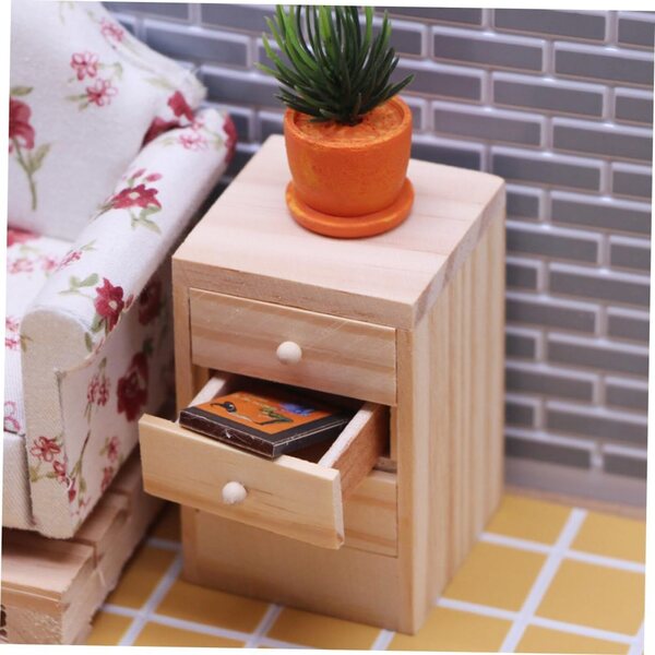 Toyvian 1:12 Miniatur-Holzschrank mit aufklappbarer Schublade für OB11-Puppen