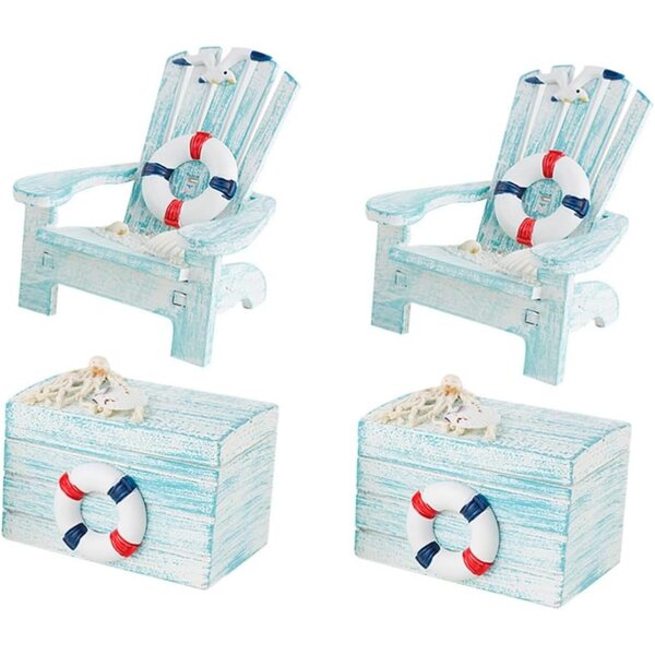 Alipis Set 2 Mini Sedie da Spiaggia in Legno per Decorazione Casa delle Bambole