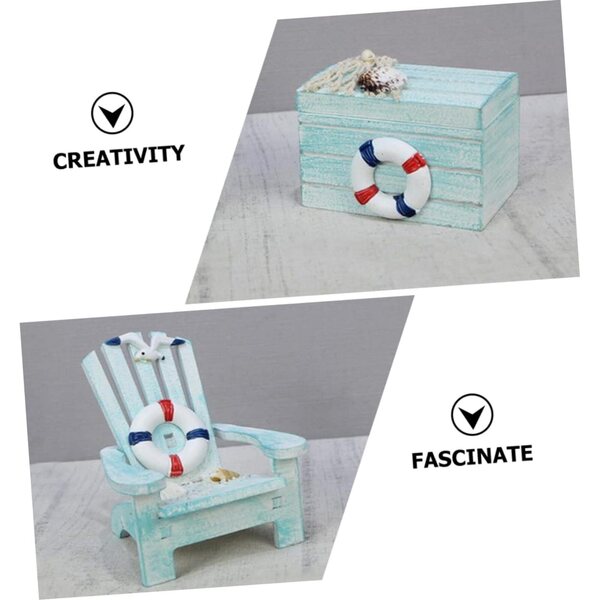 Alipis Set 2 Mini Sedie da Spiaggia in Legno per Decorazione Casa delle Bambole