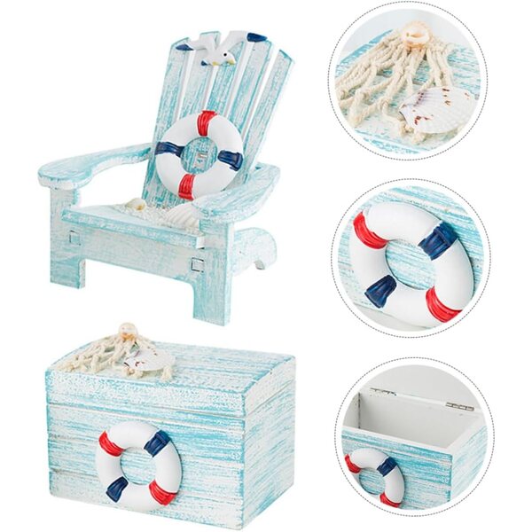 Alipis Set 2 Mini Sedie da Spiaggia in Legno per Decorazione Casa delle Bambole