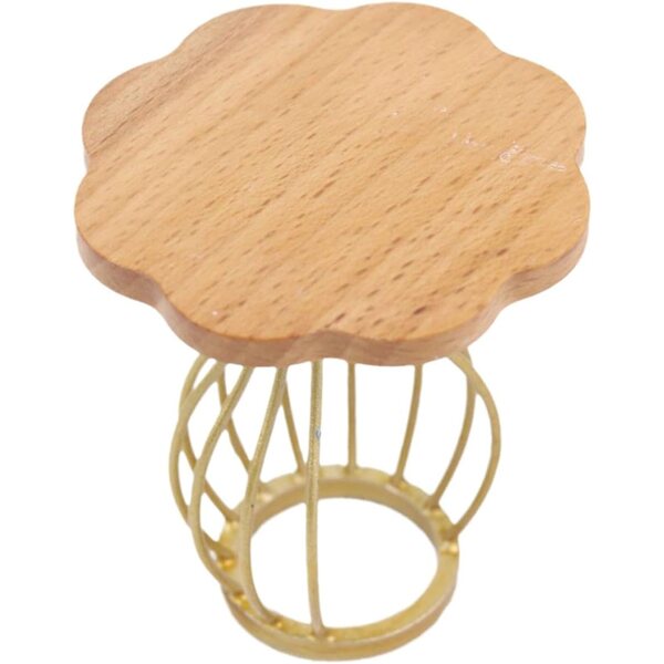 Mini Tavolino da Tè in Legno Beige per Case delle Bambole, Mobili in Miniatura Realistici
