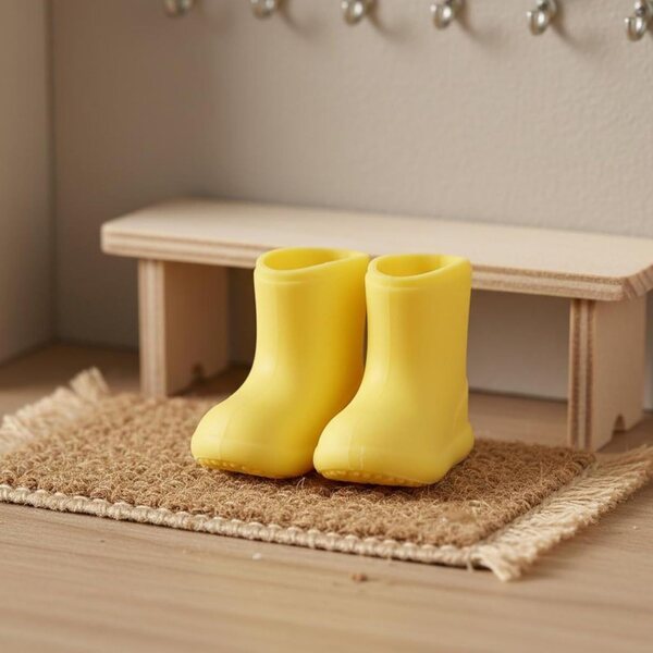 1/12 Wasserdichte Miniatur-Stiefel aus weichem Silikon, realistisch braun