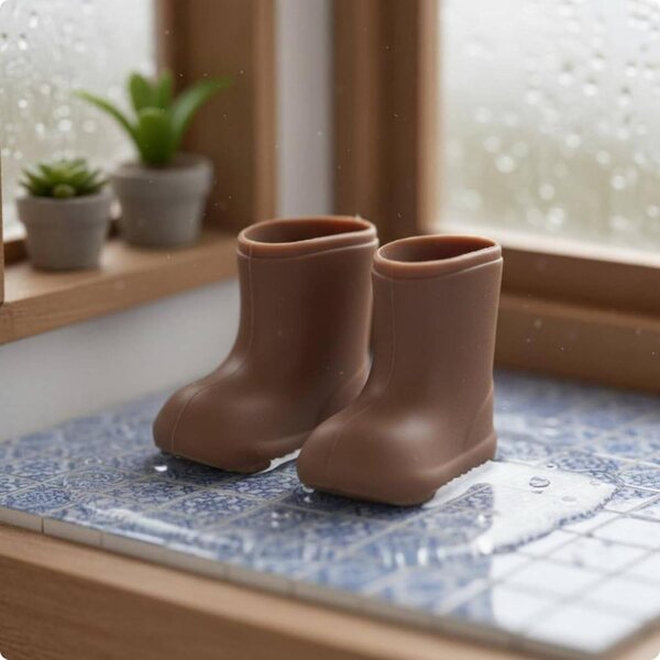 1/12 Wasserdichte Miniatur-Stiefel aus weichem Silikon, realistisch braun