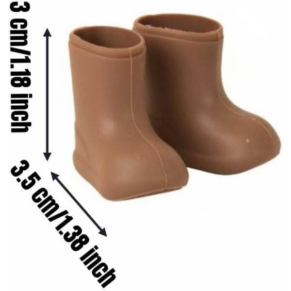 1/12 Wasserdichte Miniatur-Stiefel aus weichem Silikon, realistisch braun