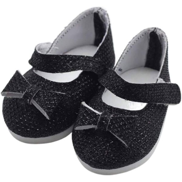Glänzende Lederschuhe mit Schleife für 46 cm große Puppe – schwarze Uteruik-Schuhe