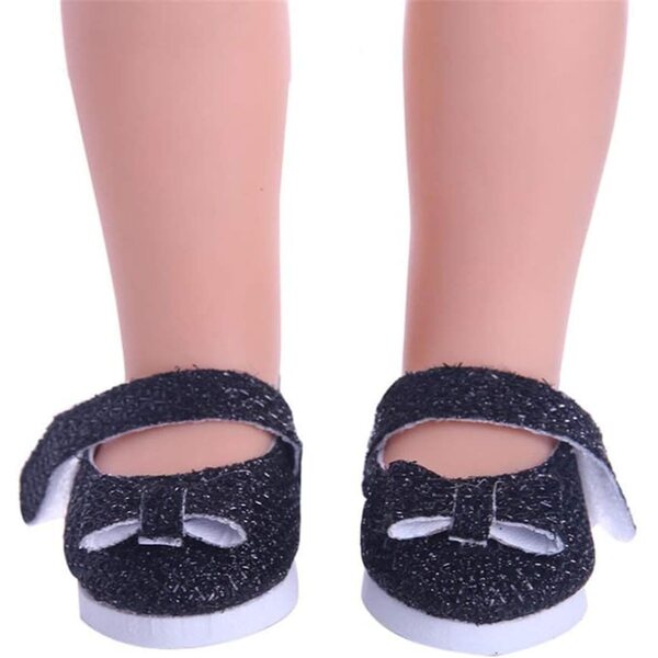 Glänzende Lederschuhe mit Schleife für 46 cm große Puppe – schwarze Uteruik-Schuhe