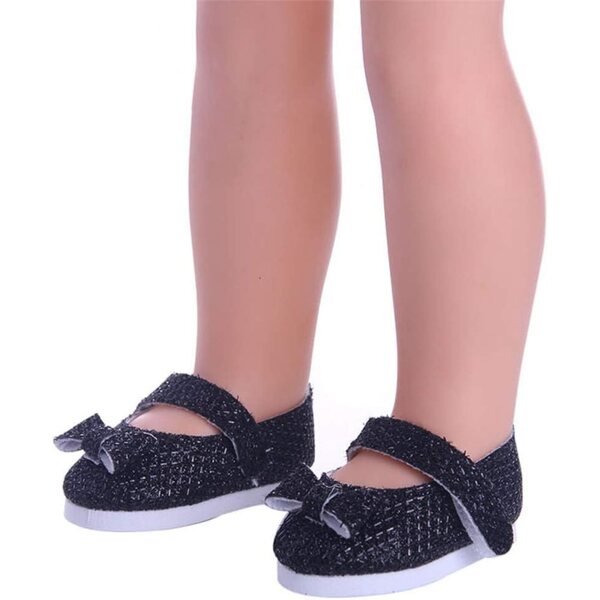 Glänzende Lederschuhe mit Schleife für 46 cm große Puppe – schwarze Uteruik-Schuhe