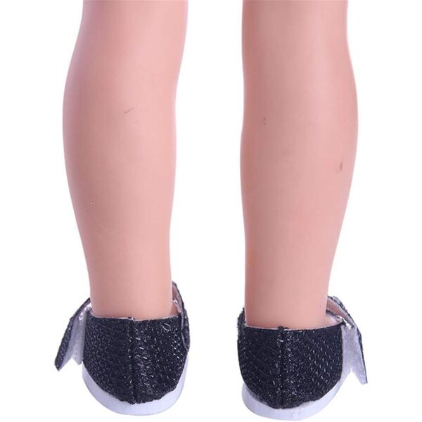 Glänzende Lederschuhe mit Schleife für 46 cm große Puppe – schwarze Uteruik-Schuhe