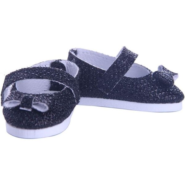 Glänzende Lederschuhe mit Schleife für 46 cm große Puppe – schwarze Uteruik-Schuhe