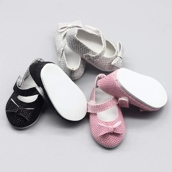 Glänzende Lederschuhe mit Schleife für 46 cm große Puppe – schwarze Uteruik-Schuhe