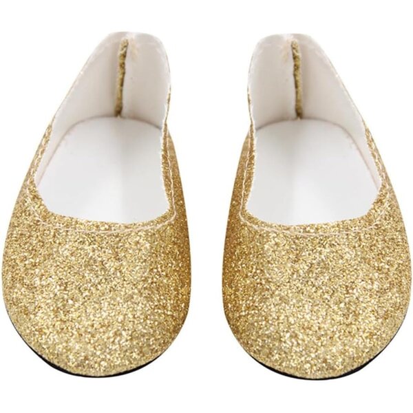 Hellgoldene Schuhe für 46-cm-Puppen – Freizeitschuhe und Puppenhauszubehör