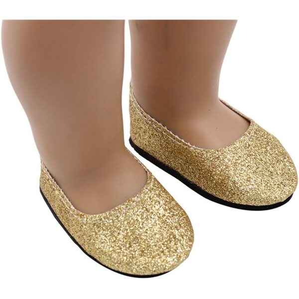 Hellgoldene Schuhe für 46-cm-Puppen – Freizeitschuhe und Puppenhauszubehör