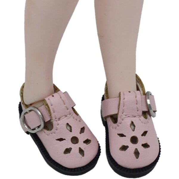 Scarpe in Pelle Rosa con Fibbia per Bambola BJD 1/8 e 1/6 - Accessori Casual