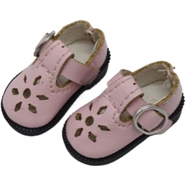 Scarpe in Pelle Rosa con Fibbia per Bambola BJD 1/8 e 1/6 - Accessori Casual