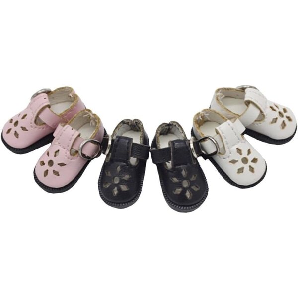 Scarpe in Pelle Rosa con Fibbia per Bambola BJD 1/8 e 1/6 - Accessori Casual