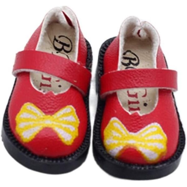 Scarpe Rosse con Fiocco per Bambole BJD 1/6 in Pelle Stampata - Uteruik