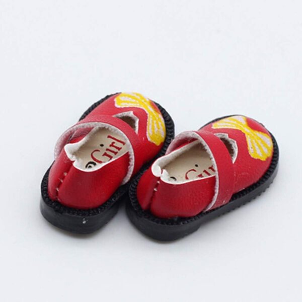 Scarpe Rosse con Fiocco per Bambole BJD 1/6 in Pelle Stampata - Uteruik