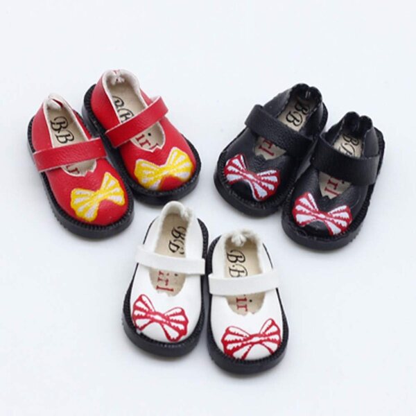 Scarpe Rosse con Fiocco per Bambole BJD 1/6 in Pelle Stampata - Uteruik