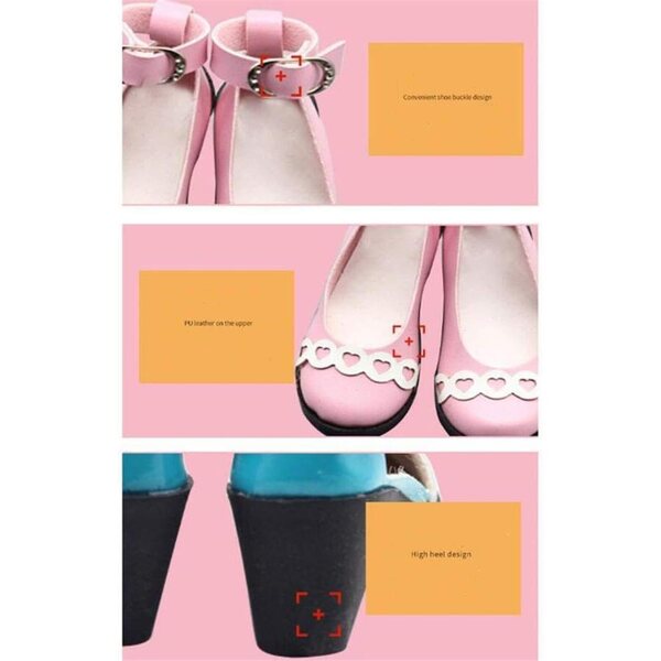 Scarpe con Tacco Alto e Fibbia a Piume per Bambole BJD SD 1/3 (60 cm)