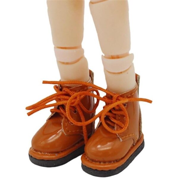 Braune Lederschuhe für BJD Puppen 1/8 und 1/12 Obitsu11 OB11, Schnürschuhe