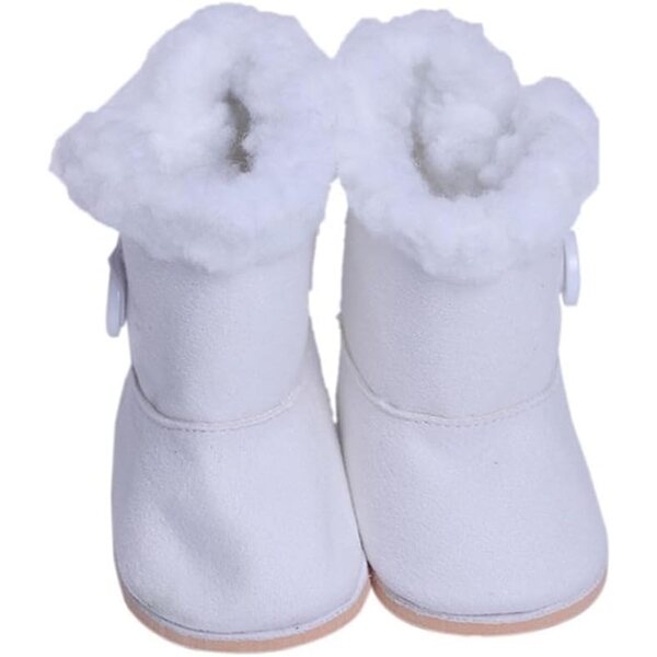 Stivali di Peluche Bianchi per Bambola Americana 46 cm - Scarpe Accessorio Casual