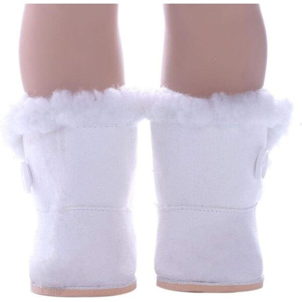 Stivali di Peluche Bianchi per Bambola Americana 46 cm - Scarpe Accessorio Casual