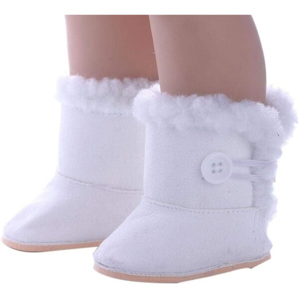 Stivali di Peluche Bianchi per Bambola Americana 46 cm - Scarpe Accessorio Casual