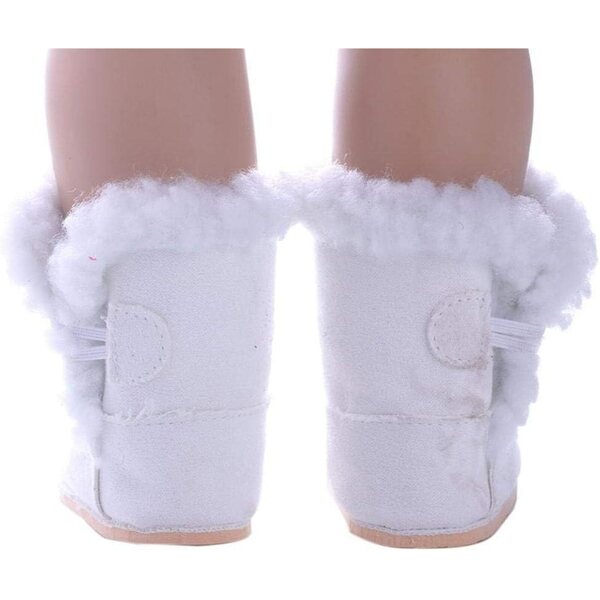 Stivali di Peluche Bianchi per Bambola Americana 46 cm - Scarpe Accessorio Casual