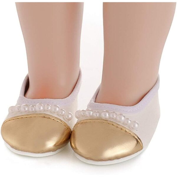 Flache Perlenschuhe für 46-cm-Puppen, perfekt für Freizeitkleider und Kostüme