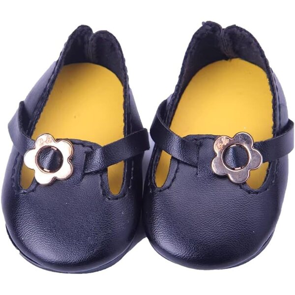 Scarpe in Pelle Nera per Bambole 46cm - Accessori Abbigliamento Casual Uteruik