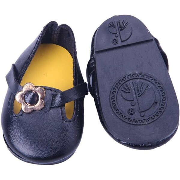 Scarpe in Pelle Nera per Bambole 46cm - Accessori Abbigliamento Casual Uteruik