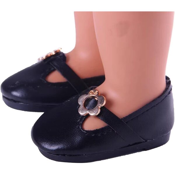 Scarpe in Pelle Nera per Bambole 46cm - Accessori Abbigliamento Casual Uteruik