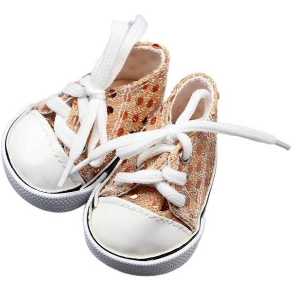 Scarpe in Tela con Paillettes per Bambole 46 cm – Stringate Eleganti e Comode