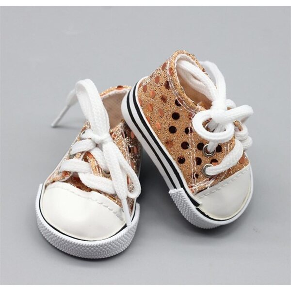 Scarpe in Tela con Paillettes per Bambole 46 cm – Stringate Eleganti e Comode