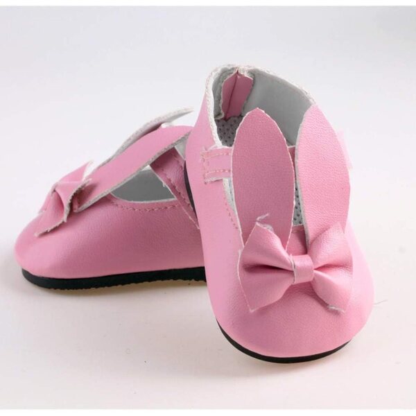 Scarpe in pelle rosa con orecchie di coniglio per bambole da 46 cm, accessori moda