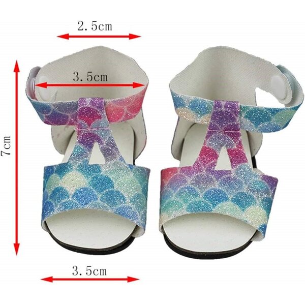 Sandali per Bambola 46 cm - Scarpe Casual con Motivo Squame di Pesce Uteruik