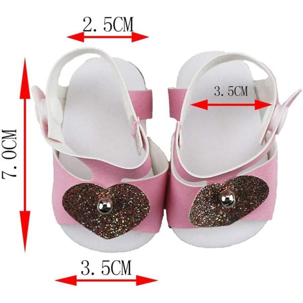 Sandali Rosa per Bambola 18 Pollici - Scarpe a Cuore per Bambola Americana