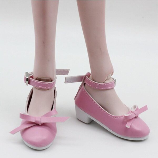 Scarpe con Tacco Alto e Fiocco Rosa per Bambole BJD SD da 60 cm - Accessorio Moda