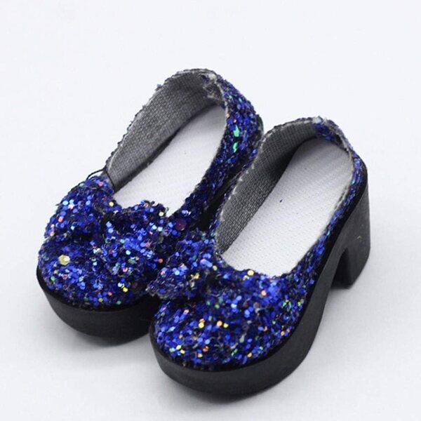 Scarpe Tacco Alto con Paillettes Blu per Bambole BJD 1/4 - Accessori Moda Casual