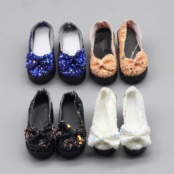Schuhe mit hohem Absatz und blauen Pailletten für 1/4 BJD-Puppen – lässige Modeaccessoires