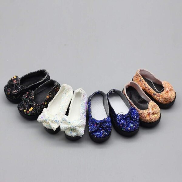 Schuhe mit hohem Absatz und blauen Pailletten für 1/4 BJD-Puppen – lässige Modeaccessoires