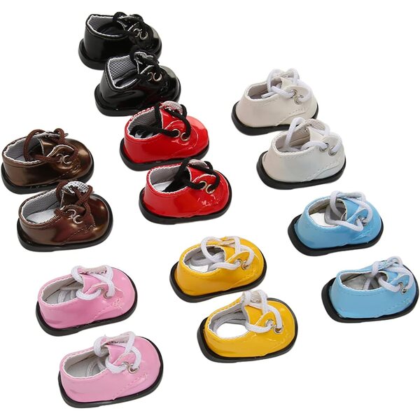 Set 7 paia Scarpe PU Lucide per Bambole 20 cm, Multicolore e alla Moda