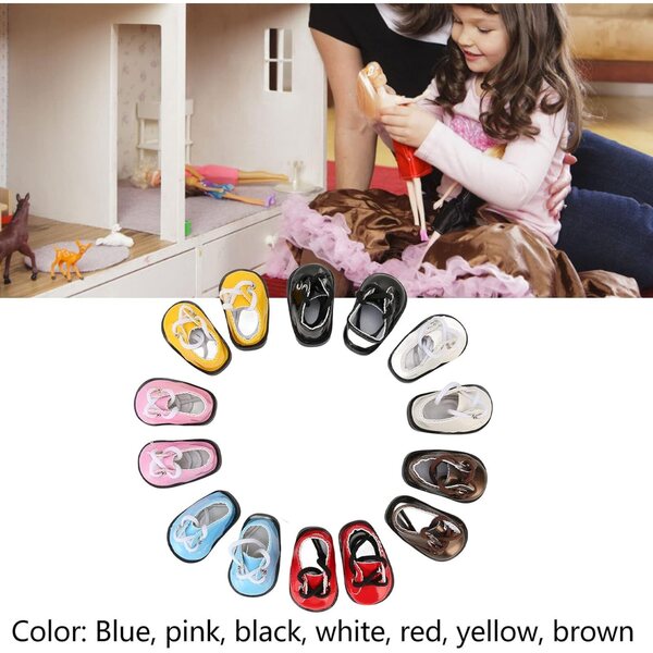 Set 7 paia Scarpe PU Lucide per Bambole 20 cm, Multicolore e alla Moda