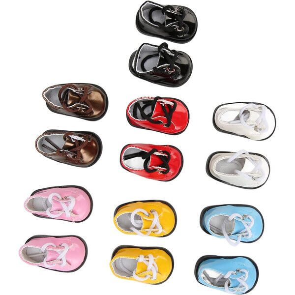 Set 7 paia Scarpe PU Lucide per Bambole 20 cm, Multicolore e alla Moda